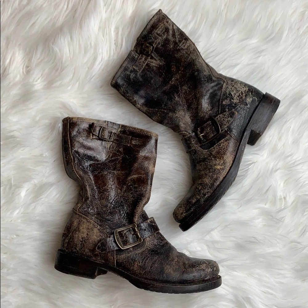Frye Veronica distressed slouchy short boots